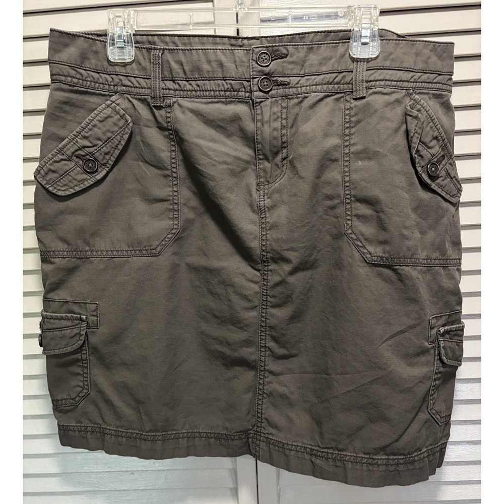 Sonoma Modern Cargo Skirt Size 14 Pockets Zip Brown Cotton‎ Short Summer